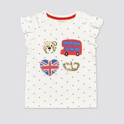 H By Hamleys Girls Polka Dot Printed Embroidered Cotton Regular Top-image-6