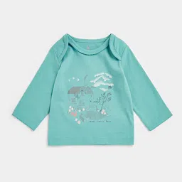 mothercare Infant Girls Blue Printed Pure Cotton Top-picture-11