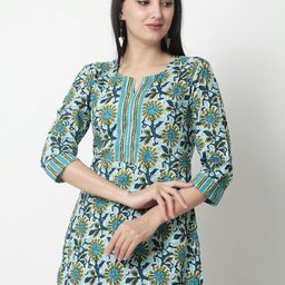 KALINI Floral Printed Cotton Regular Top-image-93