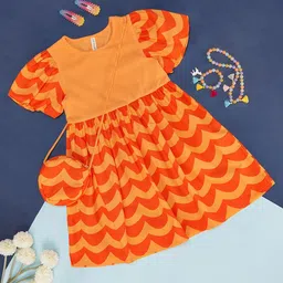Pantaloons Junior Girls Geometric Printed Cotton Dress-20