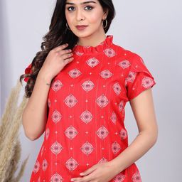 BAESD Geometric Printed High Neck Cotton Top-image-62
