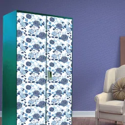 WallDaddy Almirah Cover White & Grey Floral Printed  Wardrobe Door Wallpaper-image-87