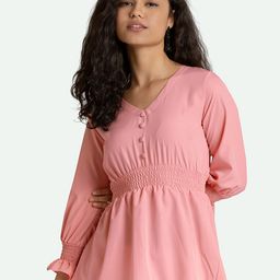 AASK Pink Smocked Crepe Empire Top-picture-44