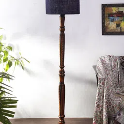 Devansh Blue Textured Jute & Wooden Floor Lamp-image-51