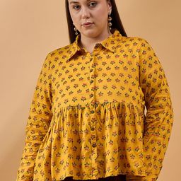 all about you Women Plus Size Floral Shirt Collar Top-picture-24