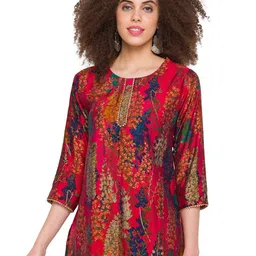 TANKHI Printed Round Neck Regular Top-image-34