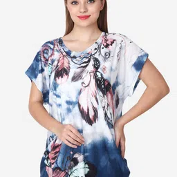 Steele Graphic Printed Round Neck Extended Sleeves Regular Top-image-44