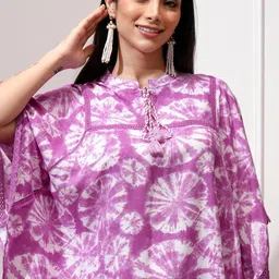 Vishudh Women Printed Mandarin Collar Kaftan Top-image-83