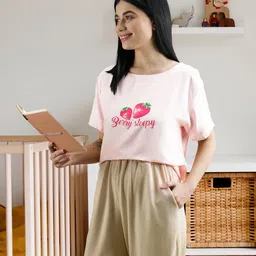 Tokyo Talkies Women Pink Printed Lounge Top-image-91