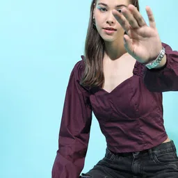 Tokyo Talkies Maroon Solid Top-image-92