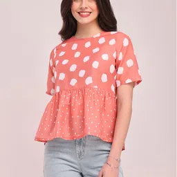 Pink Fort Polka Dot Printed Peplum Top-picture-31