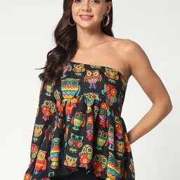 Pannkh Women Animal Printed Ruffles Cotton Peplum Top-image-50