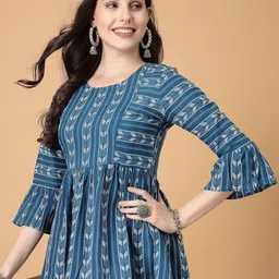 God Bless Print Bell Sleeve Ethnic Cotton Peplum Top-image-56