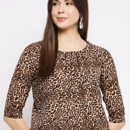 Mayra Animal Printed Round Neck Blouson Top-image-68