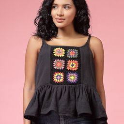 Velvery Cotton Crochet Peplum Top-image-71