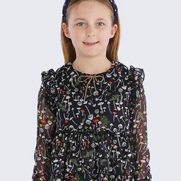One Friday Floral Printed Cuffed Sleeves Peplum Top-image-42