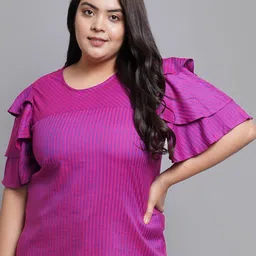 YASH GALLERY Purple Plus Size Top-image-29