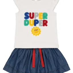 mothercare Girls Printed Pure Cotton Top with Skirt-image-6