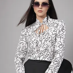 Style Quotient Printed Tie-Up Neck Ruffled Top-picture-41