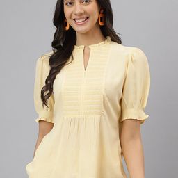 Latin Quarters Keyhole Neck Puff Sleeve Top-image-4