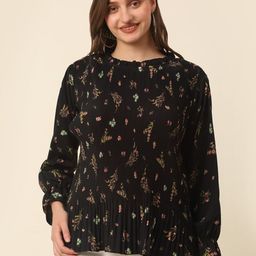 plusS Floral Printed Bell Sleeve Top-image-51