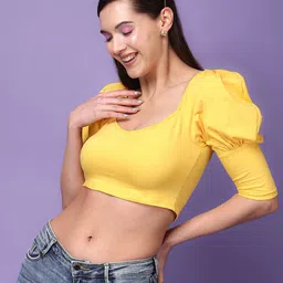 SCORPIUS V-Neck Solid Fitted Crop Top-picture-15
