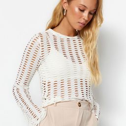 Trendyol Self Design Round Neck Regular Top-image-89