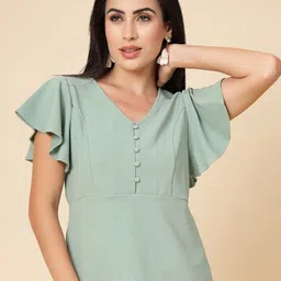 Gipsy V-Neck Flutter Sleeves Top-image-32
