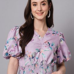 The Dry State Floral Print V-Beck Flared Sleeve Top-image-65