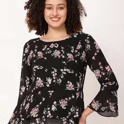 FUTURO Floral Print Round Neck Bell Sleeves Top-picture-5