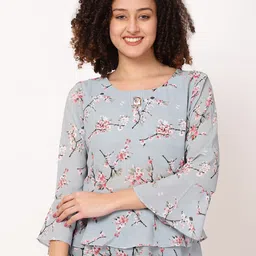 FUTURO Floral Printed Bell Sleeve Regular Top-image-36