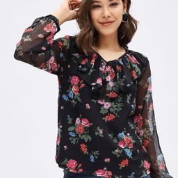 Harpa Floral Printed V-Neck Top-image-11