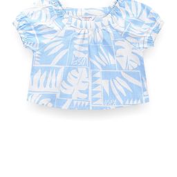 U.S. Polo Assn. Kids Girls Round Neck Floral Print Puff Sleeve Top-picture-3