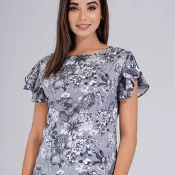 Bachuu Floral Printed Flutter Sleeves Top-5