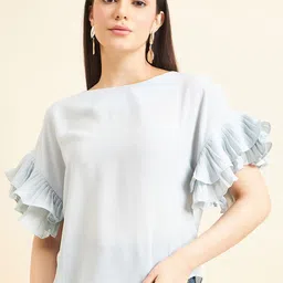 Gipsy Round Neck Flutter Sleeve Top-image-60