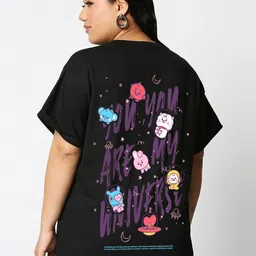 Bewakoof Plus BTS My Universe Graphic Printed Cotton T-shirt-image-25
