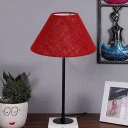 Devansh Maroon Jute & Wooden Base Table Lamp-24