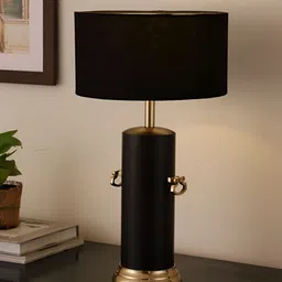 Decor de Maison Black & Gold Toned Iron Cylinder Shaped Table Lamp-31