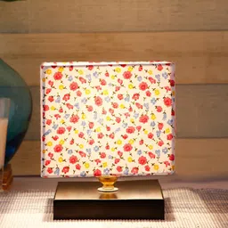 Devansh Yellow & Red Printed Contemporary Table Lamp with Shade-47