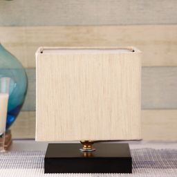 Devansh Cream-Coloured & Black Solid Contemporary Table Lamp & Cotton Shade-58