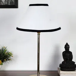 Devansh White & Black Metal Table Lamp With Cotton Shade-15