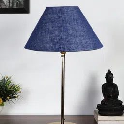 Devansh Blue Textured Metal Table Lamp With Jute Shade-37