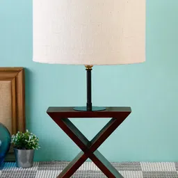 Devansh White Cross Wooden Table Lamp with Jute Shade-54