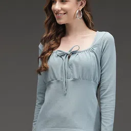 BAESD Tie-Up Neck Gathered Top-image-54