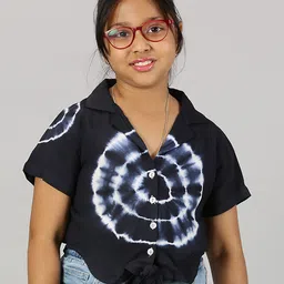 KiddoPanti Tie and Dye Print Tie-Up Neck Top-4