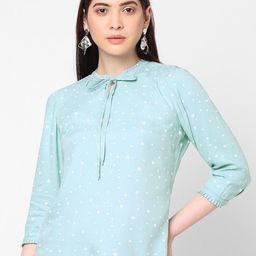 Kraus Jeans Geometric Printed Tie-Up Neck Top-image-12
