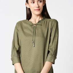 Kraus Jeans Geometric Printed Tie-Up Neck Top-image-80