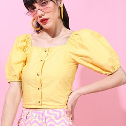 Tokyo Talkies Bright Yellow Solid Top-image-34