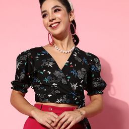 BAESD Floral Printed Wrap Crop Top-image-74