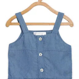 KIDKLO Girls Blue Denim Regular Crop Top With Ruffle Hem-picture-26